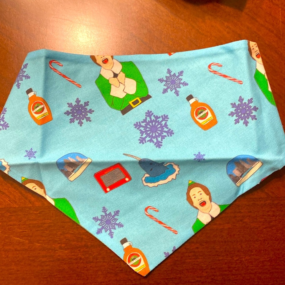 S/M Dual Sided Elf Movie Christmas Dog Bandana / Cat Bandana With Snaps